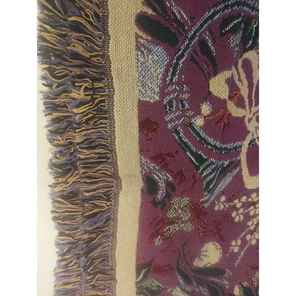 Goodwin Weaver 100% Cotton Tapestry Throw Made In Usa 42x63‎ Poinsettias